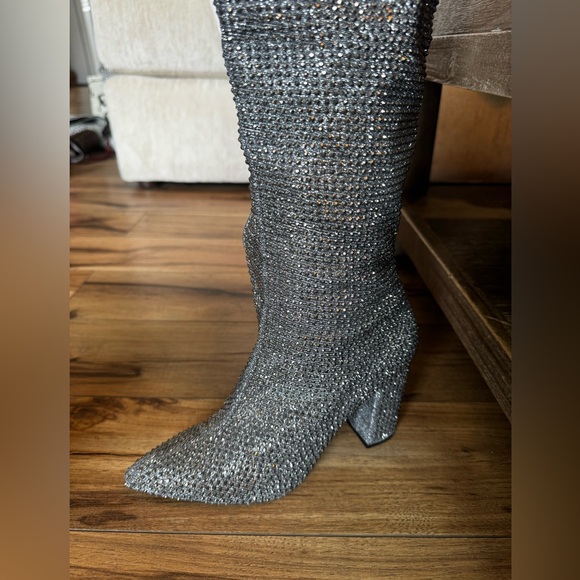 Carvela thigh-high rhinestone embellished boots - Picture 3 of 6